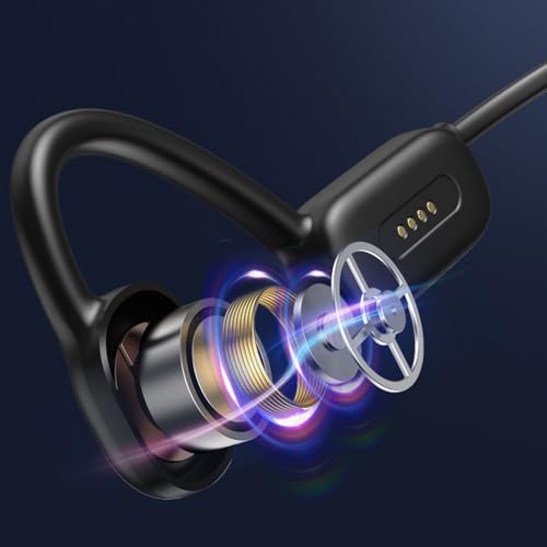 Image of AYI Professional Swim Headphones True Bone Conduction Open Ear Headset MP3 Player Built-in 32G Memory IP68 Underwater Waterproof Bluetooth Earphone for Driving Bicycling Running Skiing-White