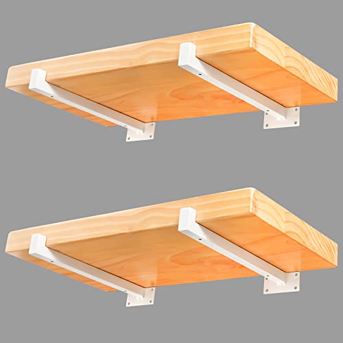 Soporte para Estanterías de Metal - 20cm Fondo Plaza Soporte de Pared Multiuso Decorativo Estilo Industrial Retro, Estanterías del Hierro de Vendimia de Almacenamiento Montaje en Pared Blanco 4Pcs Cover