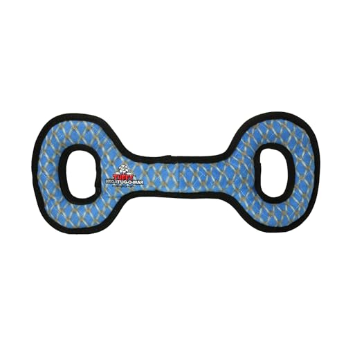 World's Tuffest Soft Dog Toy - MEGA Tug Oval- Chain Link- Squeakers - Multiple Layers. Made Durable, Strong & Tough. Interactive Play (Tug, Toss & Fetch). Machine Washable & Floats