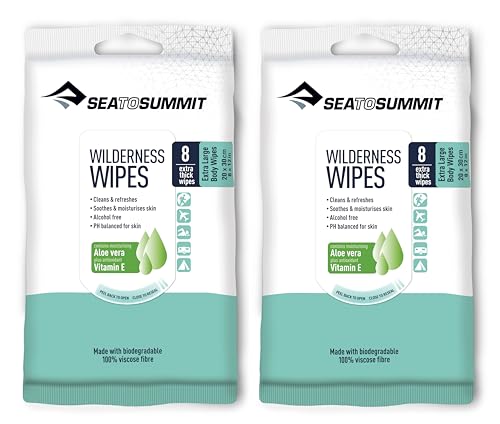Sea to Summit XL Wilderness Wipes Rinse-Free Body Wipes 2-Pack (8 Wipes per Pack)