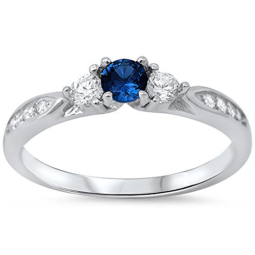Oxford Diamond Co Simulated Sapphire & Cubic Zirconia Fashion Promise .925 Sterling Silver Ring Size 3