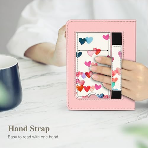 Image of Fintie Case for 7 inch /6.8 inch Kindle Paperwhite(12th /11th Generation-2024 /2021) and Kindle Colorsoft Signature Edition -Slim Foldable Stand Cover Auto Wake /Sleep for Paperwhite 2024, Raining Hearts