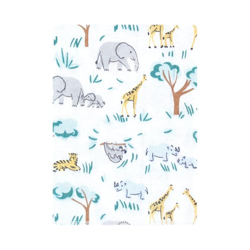 Image of Hudson Baby Unisex Baby Cotton Poly Flannel Burp Cloths Bundle, Safari Friends, One Size