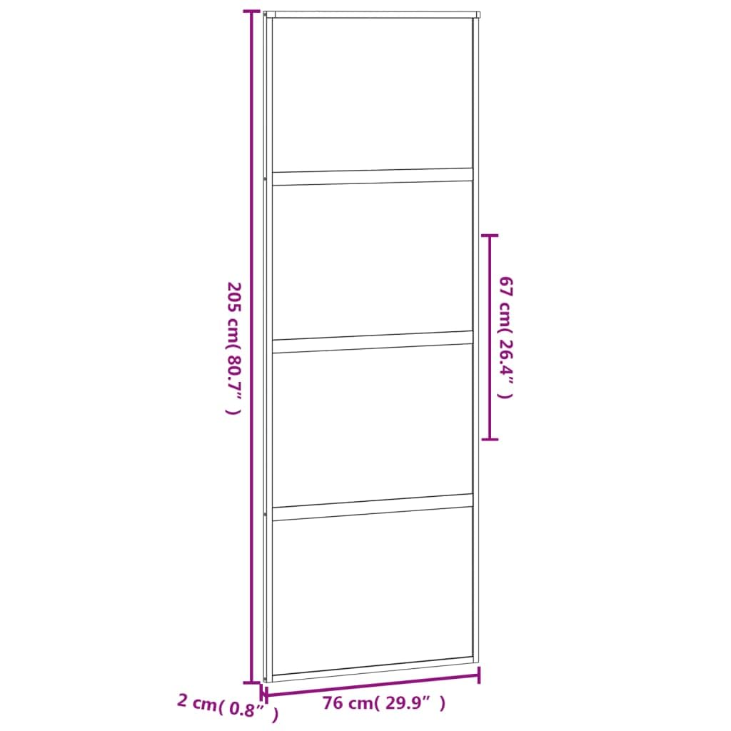 Drzwi przesuwne czarne 76 x 205 cm szkło hartowane i aluminium materiały budowlane drzwi domowe