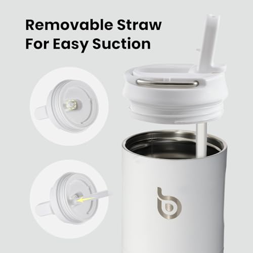 BOTTLE BOTTLE Insulated Water Bottle 700ml(24oz) with Straw and Lid Stainless Steel Sports Water Bottles Metal Drink Flask with Handle for Man and Women (White) - Image 4