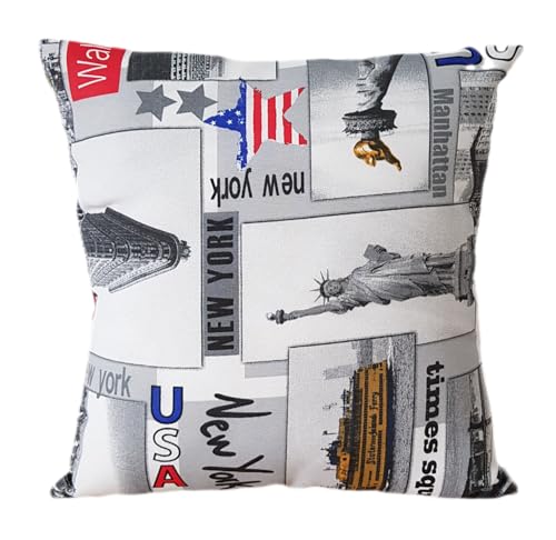 Housse de coussin aux motifs américains, statue de la liberté et New York, motifs colorés
