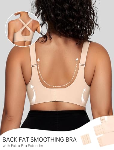 OEAK Womens Wireless Bras V Mesh Comfortable Bralette Supportive Tshirt Bra No Underwire Seamless Push Up Everyday Bras