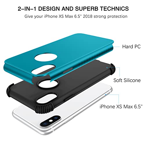 Bentoben Iphone Xs Max Case, Phone Case Iphone Xs Max, Heavy Duty 2 In 1 Full Body Rugged Shockproof Protection Hybrid Hard Pc Bumper Drop Protective Girls Women Boy Iphone Xsmax Cover,Deep Blue/Black #TOP1
