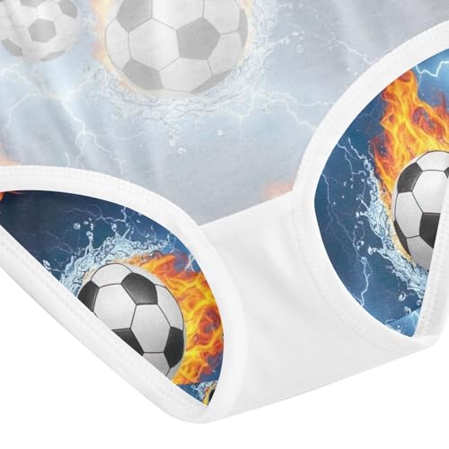 Underwear Girls, Soccer Balls Water Flames Toddler Girl Briefs, Cotton Girls Underwear, 2T–8 Years4