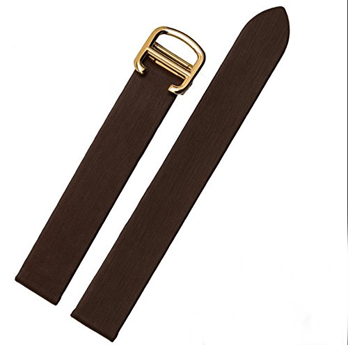 Richie strap]Ladies Silk Brown Watch Band 14mm Leather Strap Golden Buckle Fits for Cartier Tank WB707331 WE104531 Tonneau WE400331