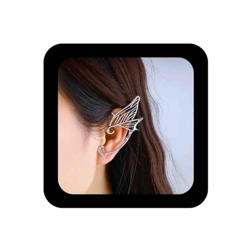 IRCOMULTI Gothic Silver Elf Cuff Wrap Earring Elf Wings Ear