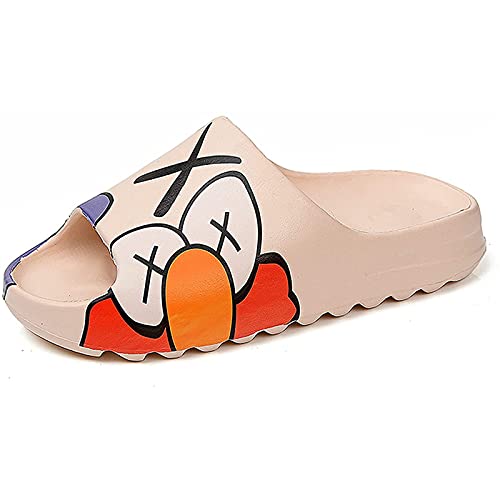 Wcjing Unisex Slide Sandal Summer Slippers Non-Slip Soft Platform Pool Cartoon Slides, Comfortable Breathability Lightweight EVA Slides For Adult/Teenager (45,Graffiti -B) Cover
