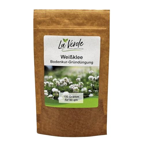 La Verde MEIN GARTEN UND ICH. Weißklee Samen 100g für 50m², Futterpflanze, Bodenkur, mehrjährige Gründüngung, Saatgut ohne Gentechnik