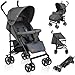 LIONELO Elia Buggy klein zusammenklappbar Kinderwagen bis 15 kg, Rücken und Fußstützenverstellung Hinterradbremse, Moskitonetz Beinwärmer, Einkaufskorb (GRAPHITE)