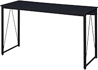 Vista 1 de Acme Zaidin Escritorio rectangular de madera con base de trineo de metal, color negro