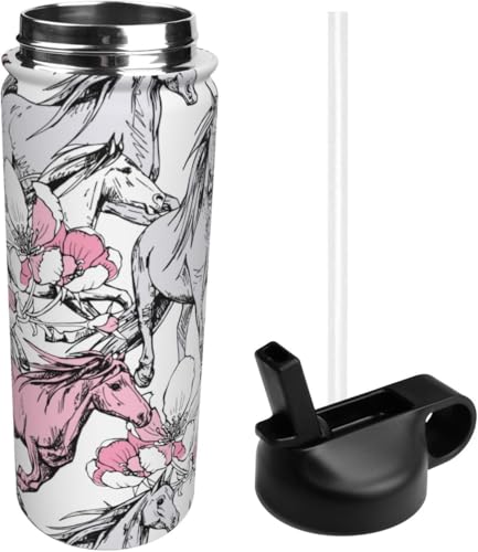 スポーツ水筒 馬柄 ステンレスボトル スポーツボトル 魔法瓶 真空断熱 保温ポット 大容量 ステンレス製 おしゃれ ウォーターボトル 直飲み 耐冷耐熱 男の子 女の子 アウトドア 便利 旅行用 532ml 贈り物