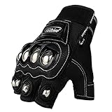 TREGOO Motorcycle Gloves for Men and Women, Steel Knuckle Half Finger Touchscreen Motorbike Gloves for BMX ATV MTB Riding, Road Racing, Cycling, Climbing, Motocross (Black,Large)