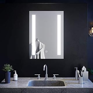 ELEGANT 500 x 700mm Illuminated LED Backlit Bathroom Mirror with Shaver Socket Wall Mount Light Up Mirror with LED Lights Sensor Touch Control with Demister Pad