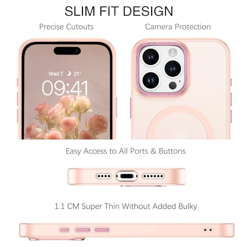 Coque antichoc iPhone 16 Pro Max MagSafe rose anti-traces et chutes militaires