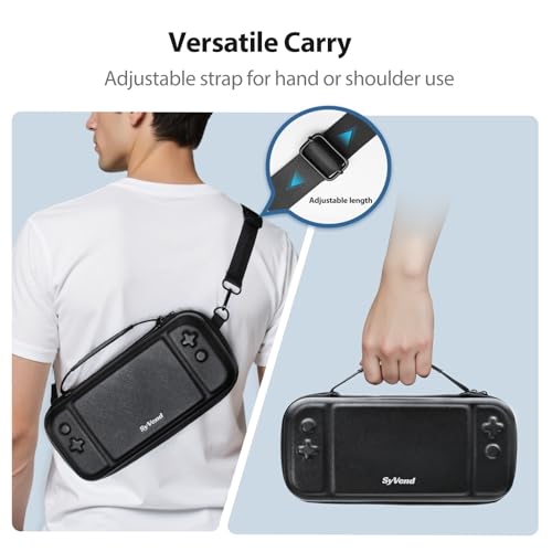 SyVend Switch 2 Carrying Case - Large Capacity Travel Case with Adjustable Shoulder Strap, 22 Game Card Slots, Hard Shell Protection, Fits AC Adapter, Grips, HDMI Cable & Accessories — view 3