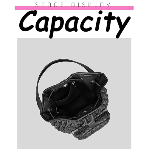 Puffer Tote Bag Large Quilted Drawstring Bucket Bag with Top Handle Front Pocket Alt Lightweight Diamond Puffer Shoulder Bags4