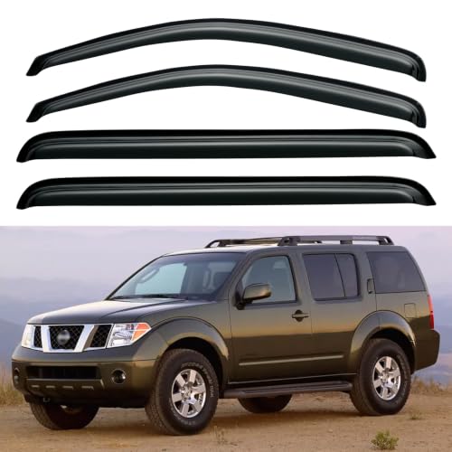 Image of Window Visors Rain Guards Shield for 2005-2012 Nissan Pathfinder, Out-Channel Window Vent Wind Deflectors Visors Shades for 05-12 Nissan Pathfinder