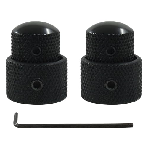 Jiozermi 2 Pcs Guitar Black Dual Concentric Control Knobs Stacked Knobs with Allen Keys Screws for Electric Guitar Bass