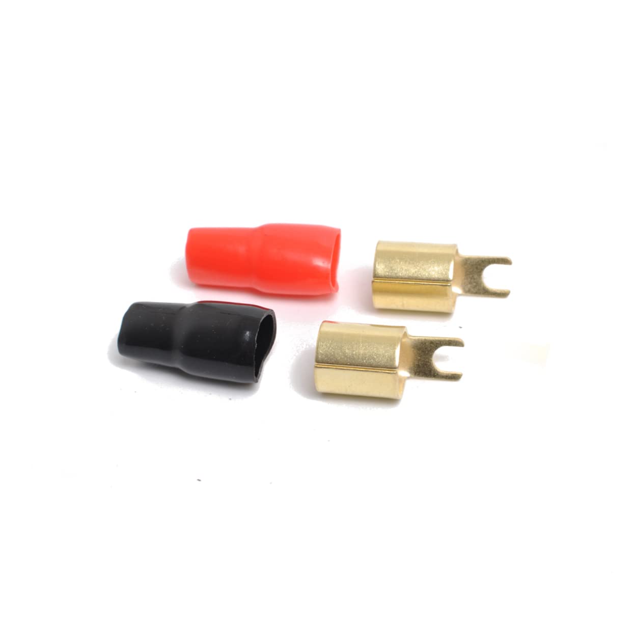 KICHOUSE 1 Pair Crimp Terminals Crimp Connectors Copper Spade Speaker Wire Connectors Spade Terminal 0ga Terminal Crimp Barrier Spades Red