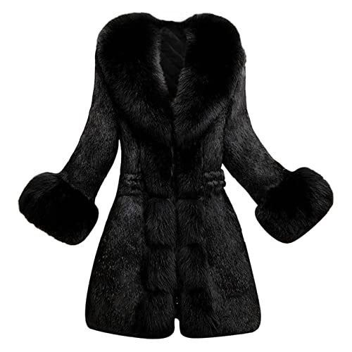 Langer Kunstfellmantel für Damen, lange, flauschige Mäntel, Übergröße, elegante Abend-Party-Oberbekleidung, einfarbig, dick, warm, Winterjacke, Outdoor, winddicht,...