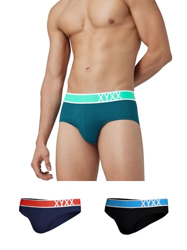 Image of XYXX Men's Dynamo & Volt Tencel Micromodal Regular Fit Solid Antimicrobial Briefs with No Marks Waistband (Pack of 3)