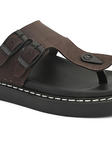 Image of San Frissco Men's Sandals with Round Toe | Perfect Fit for Summer and Rainy Season Anti-Slippery with PU Footbed Easy to Walk Slipper, Chappal | Stylish Casual Comfortable Floaters for Men