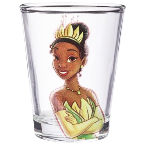 Image of Silver Buffalo Disney Princess Vintage Sketch Featuring Cinderella, Tiana, Snow White, and Jasmine 4 Pack Mini Glasses, 1.5 Ounces
