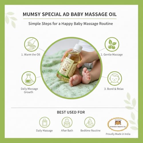 Image of Herbal Vitamin A,D,E and olive Baby Massage AD Oil 100ml for Healthy Babies & Infants || Healthy Skin & Rich Moisturizer for All Skin Types 100 ml (Pack of 3)