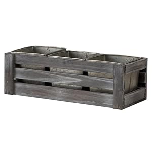 SOFE Rectangular Planters for Indoor Plants, Farmhouse Galvanized Planter Pot Window Box Planter for Succulent Herb, Table Wood Decorative Storage Box, Country Style Windowsill Decor, Grey SOFE Rectangular Planters for Indoor Plants Farmhouse Galvanized Planter Pot Window Box Planter for Succulent Herb Table Wood Decorative Storage Box Country Style Windowsill Decor Grey