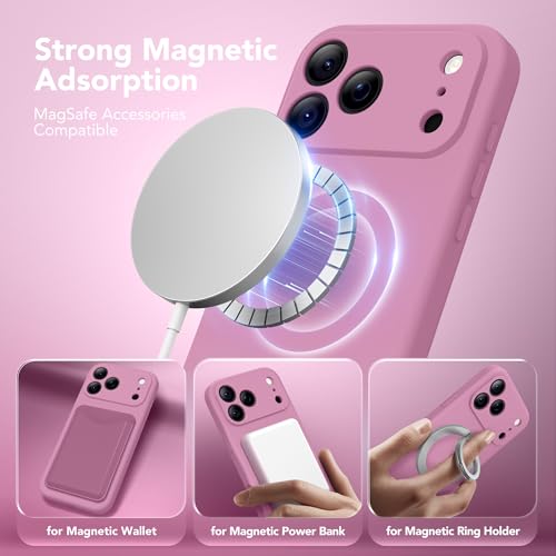 Image of Magnetic for iPhone 17 Pro Max Case, Compatible with MagSafe, [Full Camera Protection][Screen Protector] Silicone Shockproof Protective Phone Case for iPhone 17 Pro Max 6.9 inch, Blackcurrant