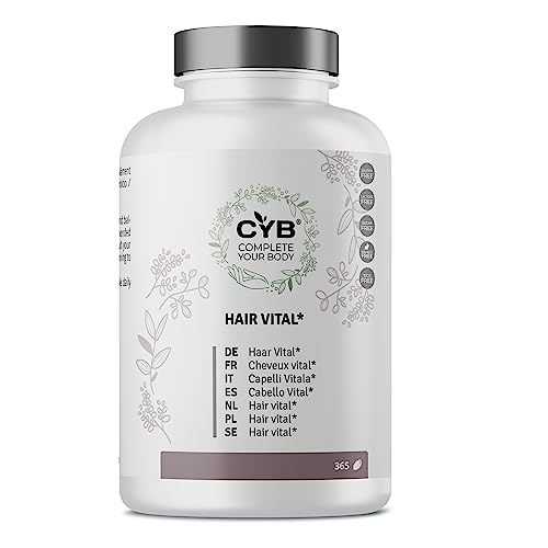 CYB | Hair Vital - Vitaminas Capilares con Biotina para el Cabello - 365 Cápsulas 1 al Día - Biotina - Zinc - Cobre - Taurina - Vitamina B - Vitaminas para el Cabello - Complemento Diario