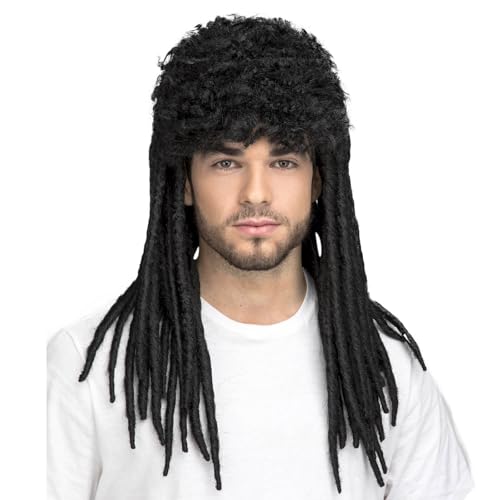 My Other Me - Peluca para hombre adulto de Rastas negro con peso 240 g. Aporta un estilo atrevido y lleno de carácter en cualquier fiesta temática