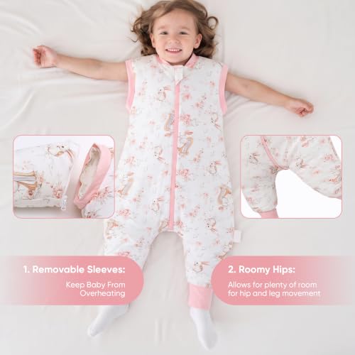 Image of LAT Winter Baby Sleep Bag with Feet,3-way zip Wearable Blanket with Removable Sleeves,Warm Sack for Toddler 2.5 TOG
