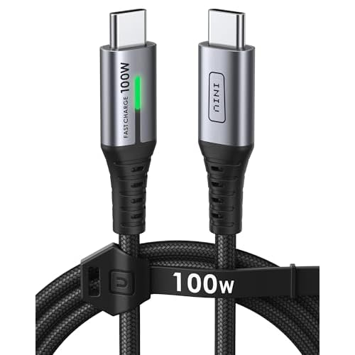 INIU USBC Cable 3.3ft, Black iPhone Cord USB C for iPhone 16 15 Plus, Samsung Galaxy S23 S22 Note 20 Google Pixel 8 7 Laptops and More.