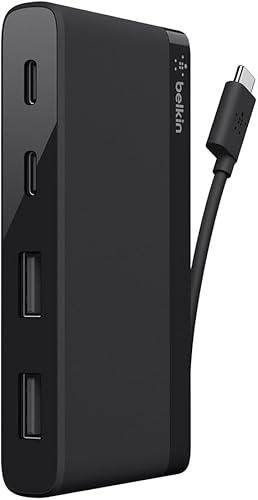 Miniatura 1 de Belkin Hub USB C de 4 puertos - Diseño ultra portátil - Estación de acoplamiento USB tipo C con dos puertos USB C y dos puertos USB A - El