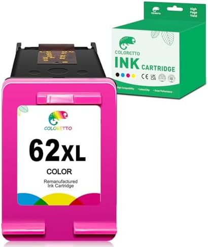 GREENCYCLE 62XL Ink Cartridges Replacement For HP High Yield 62 XL Compatible Envy 5540 5640 5660 7644 7645 Officejet 5740 8040 200 250 2 Tri Color