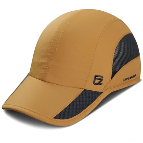 GADIEMKENSD Gorra Deportiva de Secado Rápido Ligera Transpirable Suave para Correr al Aire Libre Gorras de Béisbol para Hombres (Camello)