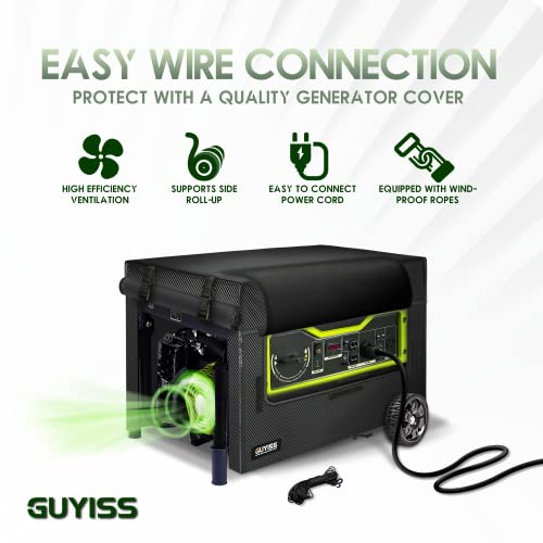 Guyiss Generator Covers Heavy Duty Waterproof, Generator Running Cover With Windproof Elastic Cord And Visual Operation Window, 32 "Lx24 "Wx24 "H For Most 5000-10000W Frame Type Generators, Tear Resistant, Black（Patent） #TOP2