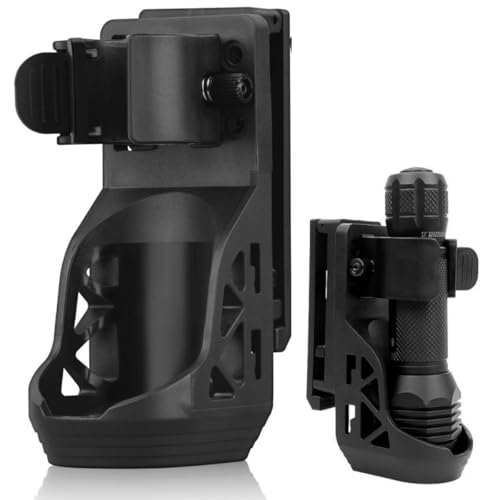 SQLJYU Soporte de Linterna Táctico Negro con Rotación 360 Grados, Funda Tactica Linterna...
