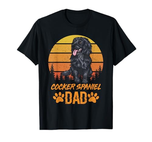 Cocker Spaniel Vintage Rétro Noir Papa Fête des Pères T-Shirt