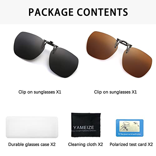 YAMEIZE Polarized Rimless Clip on Sunglasses - Round Glasses Anti-Glare UV Protection Flip Up for Men Women Driving Outdoor2