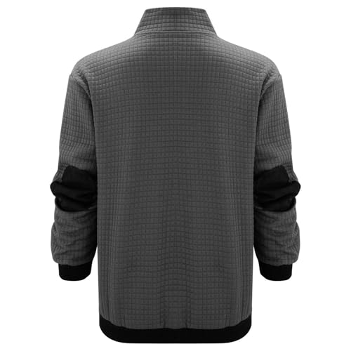 Men's Waffle Knit Zip Up Jacket Lightweight Casual Stylish Coat Fall clothing Travel Work3