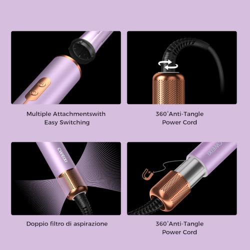 7-in-1 Negative ion Hair Dryer, air Styler Set, Coanda Effect auto Curling Iron, straightening Smoothing Brush, Constant Temperature no Heat Damage, with Premium Leather Storage case — view 3