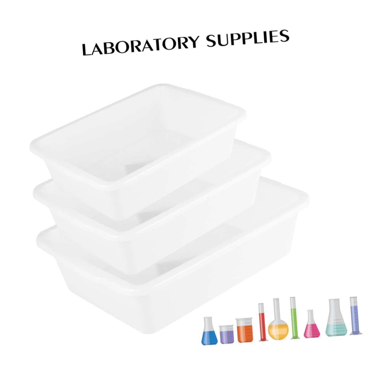 MAGICLULU Set 3 Vassoi per Reagenti Chimici in Plastica, Resistenza ad Acidi e Alcali, Strumenti per Laboratorio Compatti e Leggeri per Apparecchiature Sperimentali Professionali