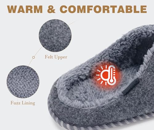 Image of KuaiLu Womens Supportive Memory Foam Slippers Felt Fuzzy Lined Heel Cushion Lightweight House Shoes for Indoor Outdoor
